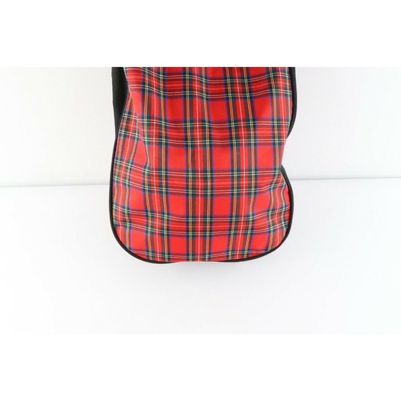 Vintage 90s Disney Winnie the Pooh Spell Out Plaid Handled Tote Bag Sack Red main image 11